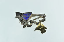 Load image into Gallery viewer, Sterling Silver Artisan Lapis Abstract Geometric Statement Pin/Brooch