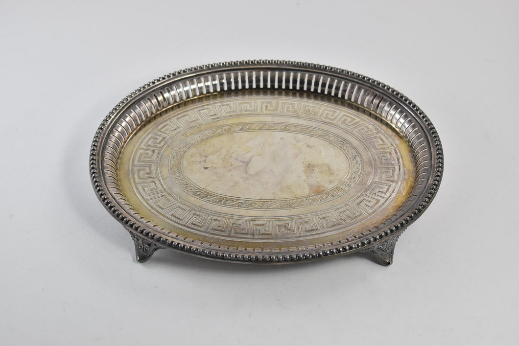 Silver Plate James Dixon & Sons Greek Wave Pattern Plate