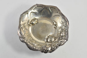 Sterling Silver Simpson Hall Miller Repousse Rose Candy Dish
