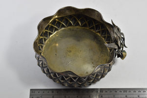 Sterling Plated Mid Century Strawberry Design Checkered Bowl