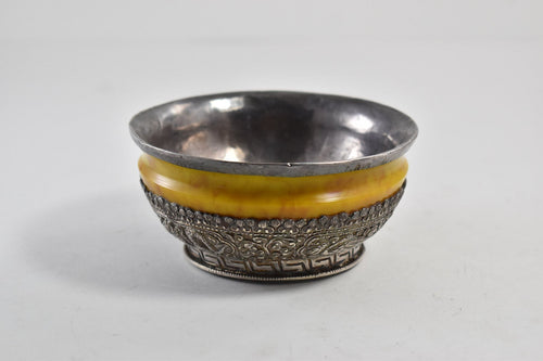 Sterling Silver Ornate Vintage Tibetan Dragon Motif Bowl