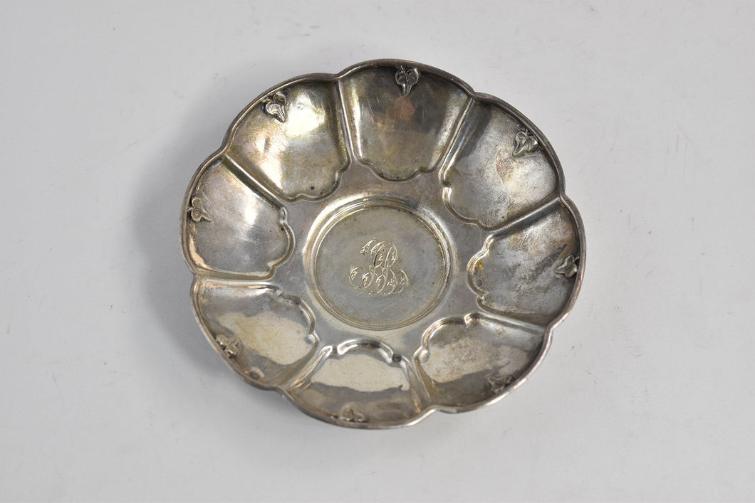 Sterling Silver M Ray Antique Scalloped Engraved Bowl