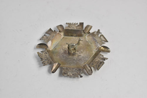 Sterling Silver Peruvian Alpaca Motif Ornate Traditional Ash Tray