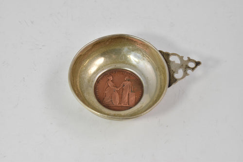Sterling Silver Cartier 1841 France Railway Copper Medal Baby Porringer