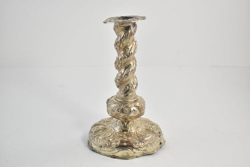 Sterling Silver Antique Strawberry Floral Pattern Candlestick