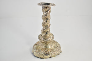 Sterling Silver Antique Strawberry Floral Pattern Candlestick