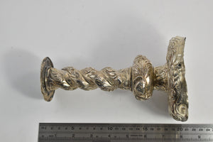 Sterling Silver Antique Strawberry Floral Pattern Candlestick