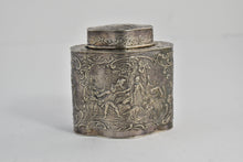 Load image into Gallery viewer, Sterling Silver Dutch Celebration Scene Ornate Tea Caddy