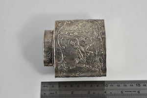 Sterling Silver Dutch Celebration Scene Ornate Tea Caddy