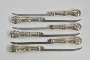 Sterling Silver Ornate Set of 6 Meat Carving Knives