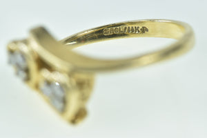 14K Diamond Heart Love Symbol Bypass Ring Yellow Gold