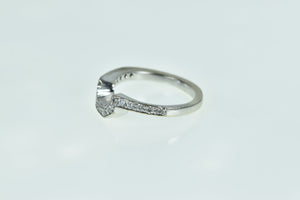 14K Vintage Diamond Contour Wedding Band Ring White Gold