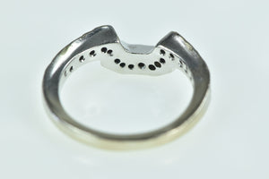 14K Vintage Diamond Contour Wedding Band Ring White Gold