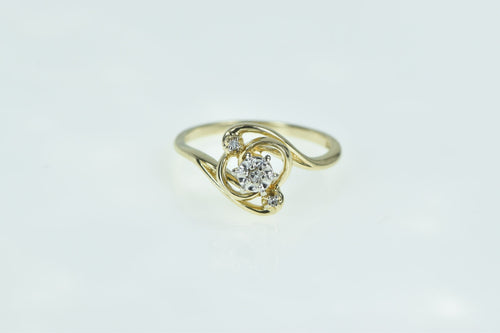 14K Diamond Vintage Freeform Bypass Ring Yellow Gold