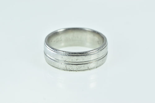 Platinum 7.1mm Grooved Classic Wedding Band Ring