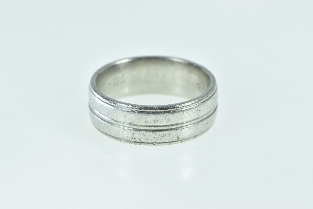 Platinum 7.1mm Grooved Classic Wedding Band Ring