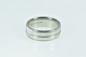 Platinum 7.1mm Grooved Classic Wedding Band Ring