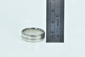 Platinum 7.1mm Grooved Classic Wedding Band Ring