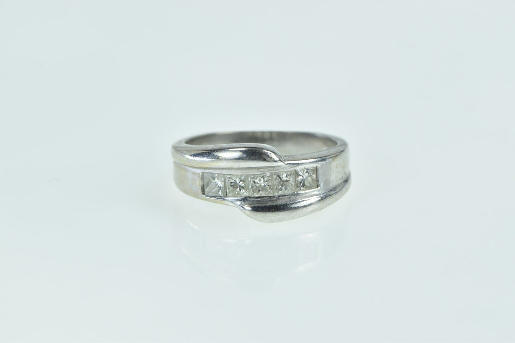 18K 0.50 Ctw Princess Diamond Wedding Band Ring White Gold