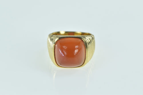 18K 1960's Carnelian Grooved Domed Statement Ring Yellow Gold