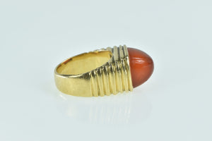 18K 1960's Carnelian Grooved Domed Statement Ring Yellow Gold