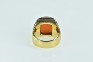 18K 1960's Carnelian Grooved Domed Statement Ring Yellow Gold