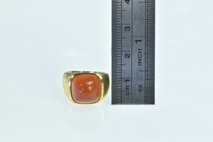 18K 1960's Carnelian Grooved Domed Statement Ring Yellow Gold