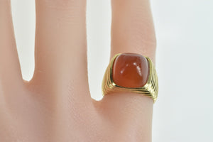 18K 1960's Carnelian Grooved Domed Statement Ring Yellow Gold