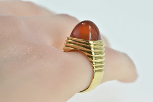 18K 1960's Carnelian Grooved Domed Statement Ring Yellow Gold