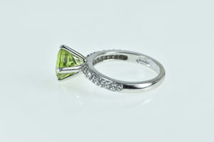 18K Round Peridot Pave Diamond Statement Ring White Gold