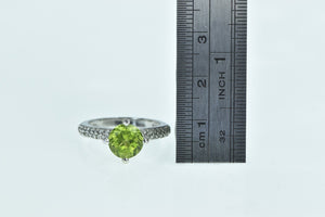 18K Round Peridot Pave Diamond Statement Ring White Gold