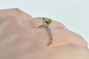 18K Round Peridot Pave Diamond Statement Ring White Gold