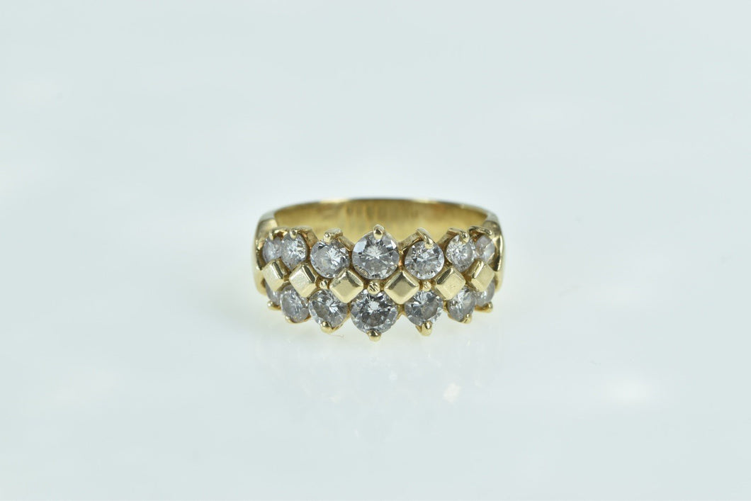 14K 1.50 Ctw Diamond Vintage Statement Band Ring Yellow Gold