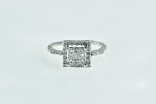 Load image into Gallery viewer, 14K 0.50 Ctw Princess Diamond Square Halo Ring White Gold