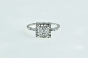 14K 0.50 Ctw Princess Diamond Square Halo Ring White Gold