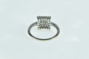 14K 0.50 Ctw Princess Diamond Square Halo Ring White Gold