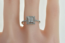 Load image into Gallery viewer, 14K 0.50 Ctw Princess Diamond Square Halo Ring White Gold