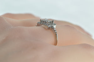 14K 0.50 Ctw Princess Diamond Square Halo Ring White Gold