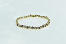 Load image into Gallery viewer, 14K 4.00 Ctw Amethyst Diamond Chain Tennis Bracelet 6.5&quot; Yellow Gold