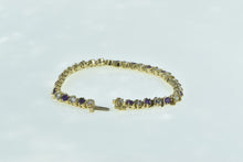 Load image into Gallery viewer, 14K 4.00 Ctw Amethyst Diamond Chain Tennis Bracelet 6.5&quot; Yellow Gold