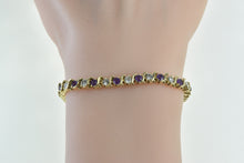 Load image into Gallery viewer, 14K 4.00 Ctw Amethyst Diamond Chain Tennis Bracelet 6.5&quot; Yellow Gold