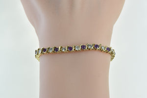 14K 4.00 Ctw Amethyst Diamond Chain Tennis Bracelet 6.5" Yellow Gold