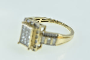 10K 1.00 Ctw Invis. Princess Squared Cluster Ring Yellow Gold