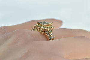 10K 1.00 Ctw Invis. Princess Squared Cluster Ring Yellow Gold