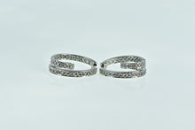 Load image into Gallery viewer, 14K 1.17 Ctw Diamond Inside Outside Loop Hoop Earrings White Gold