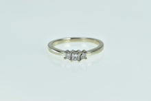 Load image into Gallery viewer, 14K Princess Three Stone Vintage Engagement Ring White Gold