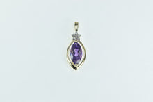 Load image into Gallery viewer, 14K Marquise Amethyst Diamond Vintage Statement Pendant Yellow Gold