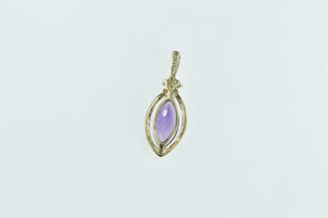 14K Marquise Amethyst Diamond Vintage Statement Pendant Yellow Gold