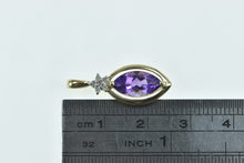 Load image into Gallery viewer, 14K Marquise Amethyst Diamond Vintage Statement Pendant Yellow Gold