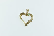 Load image into Gallery viewer, 14K Vintage Emerald Diamond Heart Twist Love Pendant Yellow Gold